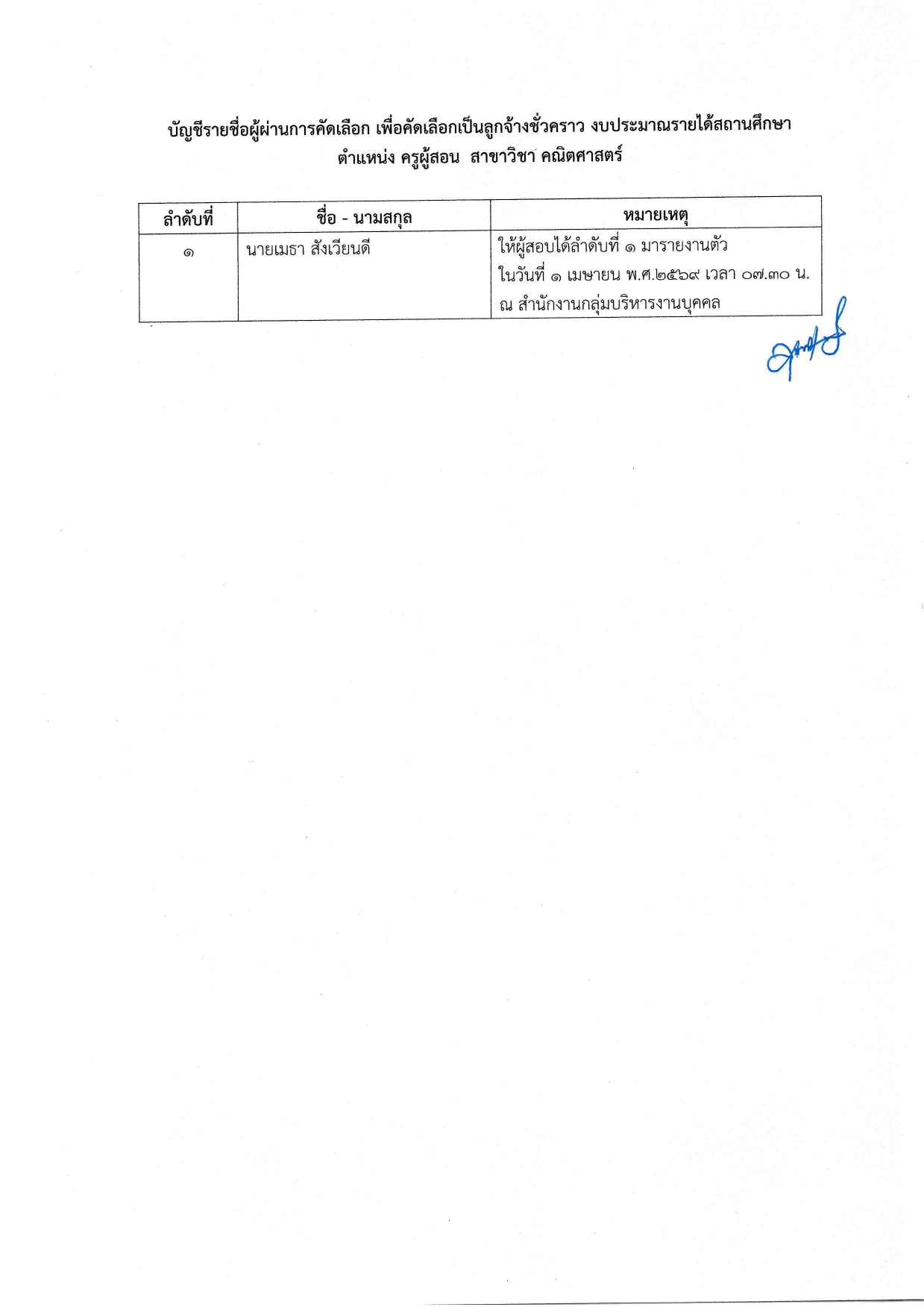 ประกาศผลครูอัตราจ้างคณิตศาสตร์ page 0002